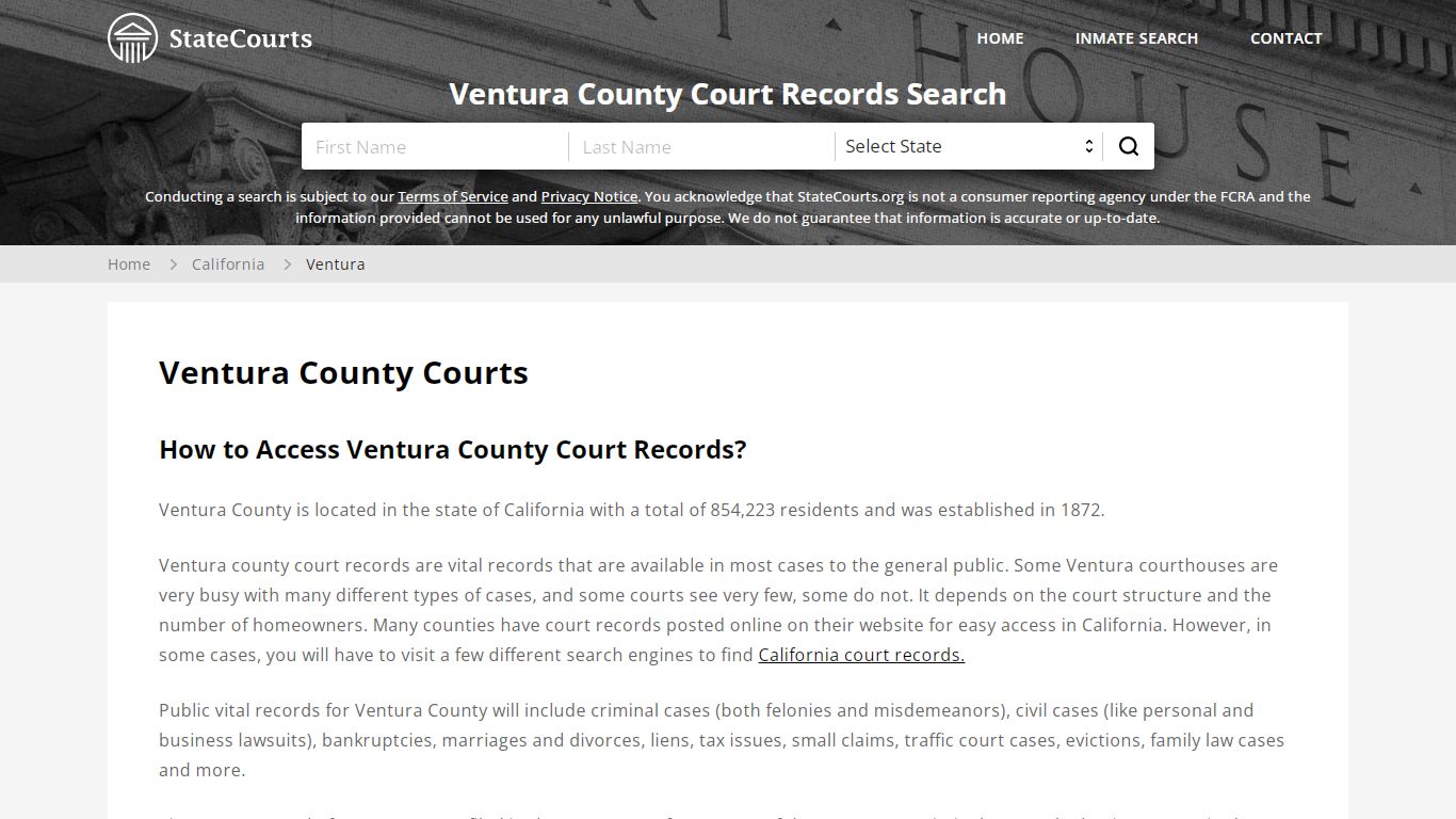 Ventura County, CA Courts - Records & Cases - StateCourts